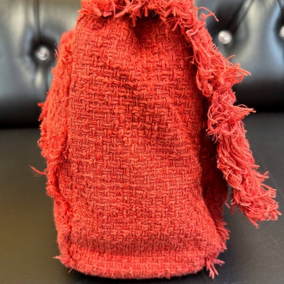 Chanel Red Jumbo CC Tweed Nature Flap Shoulder Bag & Dust bag - Picture 5 of 16